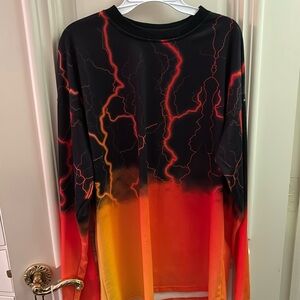 Adika Black and Orange Lightning Oversized Long Sleeve